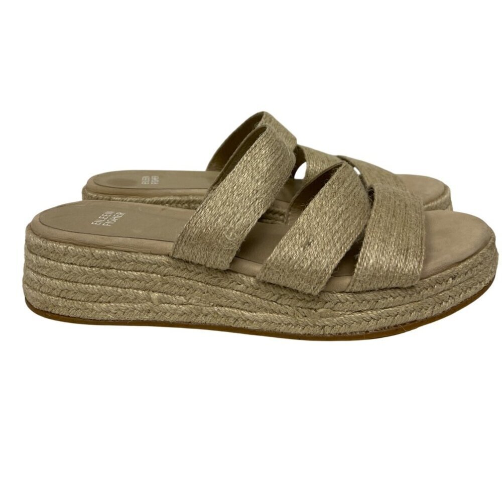 Eileen Fisher Women's Mayla Jute Espadrille Sandals Shoes Wedge Size 10 Slide